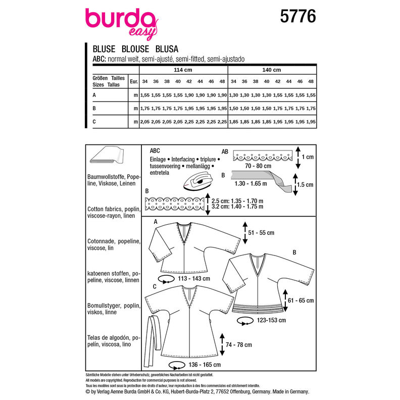 Blusa | Burda 5776 | 34-48,  image number 12