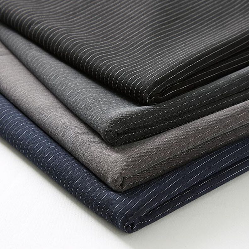 Tela para traje Rayas verticales tejidas Fina 5 mm – negro,  image number 5