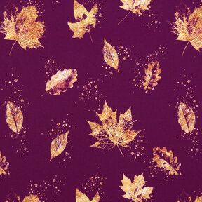 Felpa francesa Hojas doradas de otoño | Glitzerpüppi – uva/dorado, 