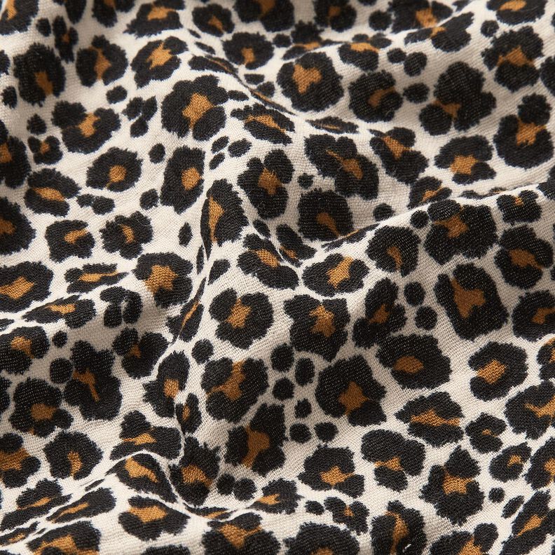 Muselina/doble arruga Estampado de leopardo – marrón claro/negro,  image number 2