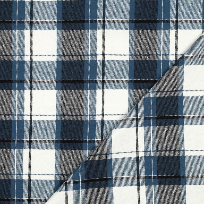 Franela de algod&oacute;n Cuadros grandes &ndash; azul vaquero/blanco lana,  image number 3