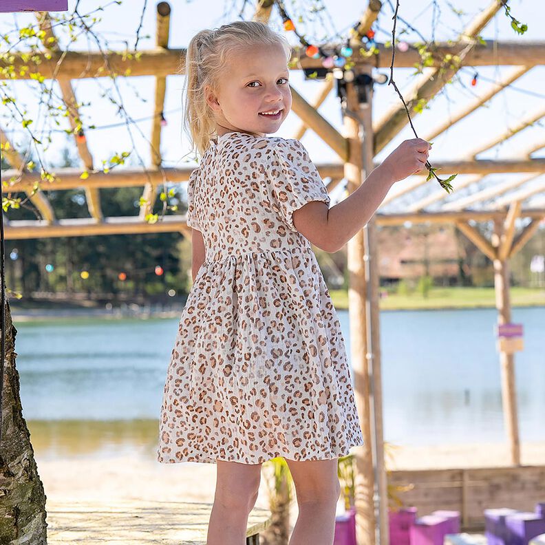 Muselina/doble arruga Acuarela leopardo Impresi&oacute;n digital &ndash; marfil,  image number 6