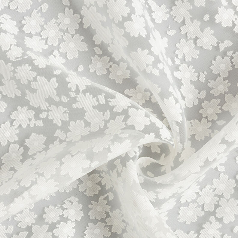 Tela organza desgastada con flores – blanco,  image number 3
