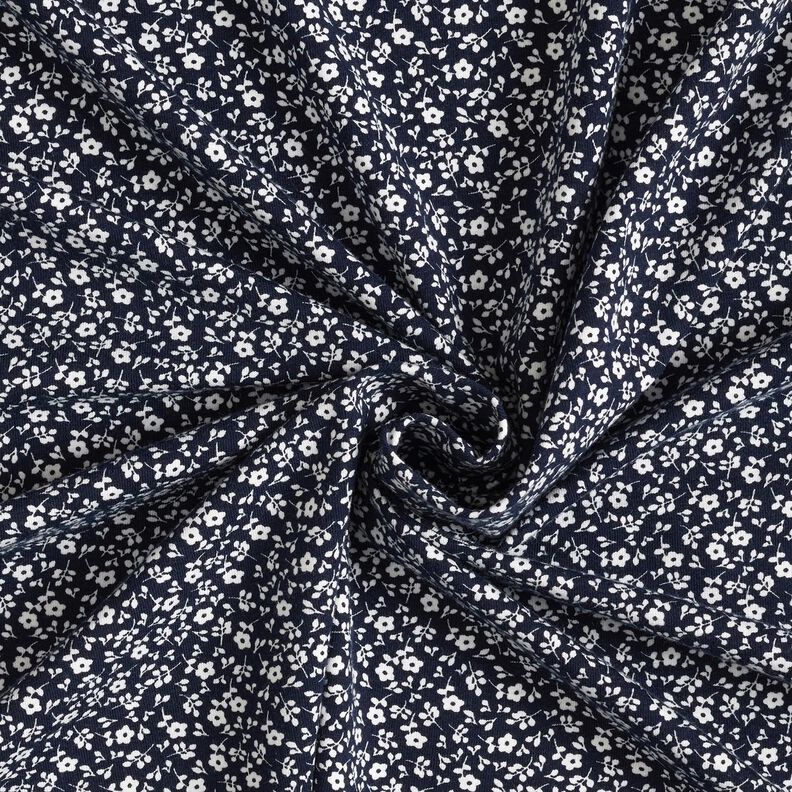 Tela de jersey de algodón mil flores – azul marino/blanco,  image number 3