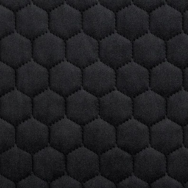 Tela de tapicería Terciopelo acolchado en diseño de panal – negro,  image number 1