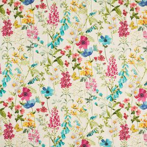 Tela decorativa Panama media Flores silvestres &ndash; naturaleza/frambuesa, 