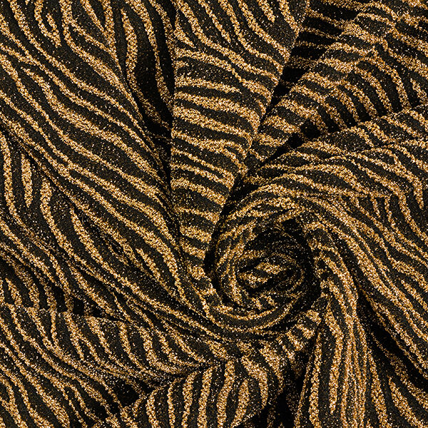 Tela de jersey lúrex Patrón de cebra – negro/oro antiguo,  image number 3