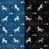 Tela decorativa Unicornios bailando Brilla en la oscuridad – azul océano/rosa,  thumbnail number 1