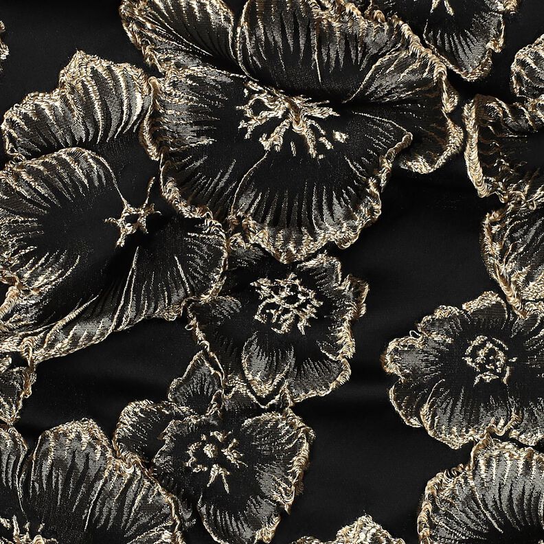 Jacquard Flores con efecto 3D – negro/almendra,  image number 2