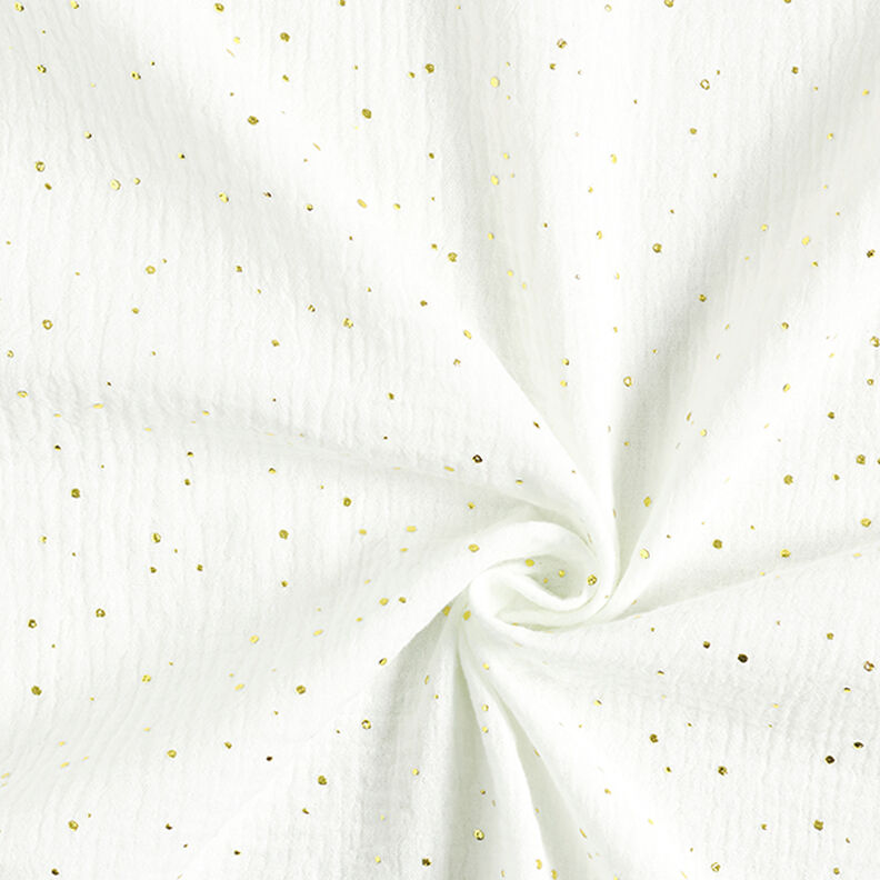 Muselina de algodón con manchas doradas dispersas – blanco/dorado,  image number 3