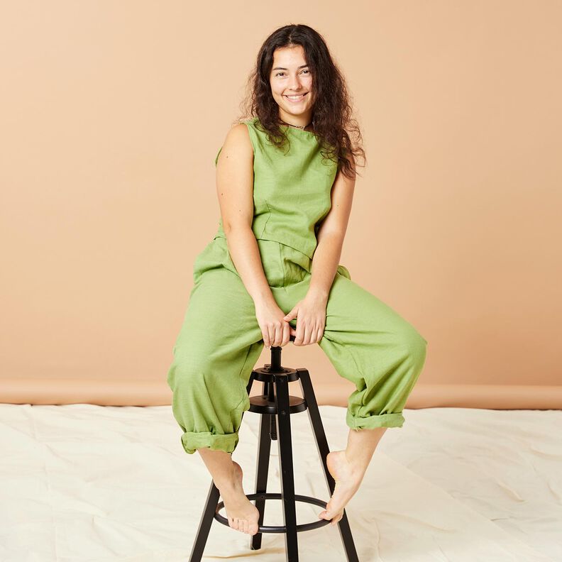 Tejido de lino con mezcla de ramio mediano – morado claro,  image number 5