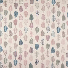 Tela decorativa Panama media Hojas retro – rosa viejo claro/naturaleza, 