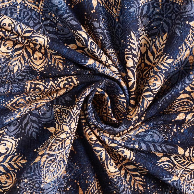 Felpa francesa veraniega Mandala | Glitzerp&uuml;ppi &ndash; azul marino/albaricoque,  image number 3