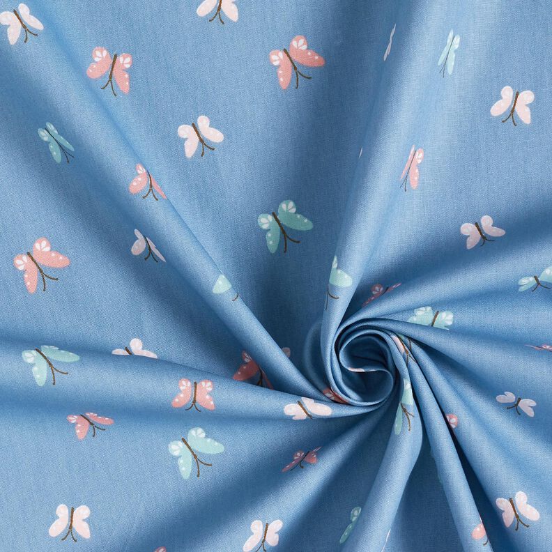 GOTS Popelina de algodón Mariposas – azul brillante,  image number 3