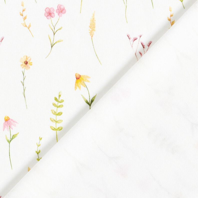 Tela de jersey de algodón Flores de pradera de acuarela Impresión digital – marfil/rosa antiguo,  image number 4