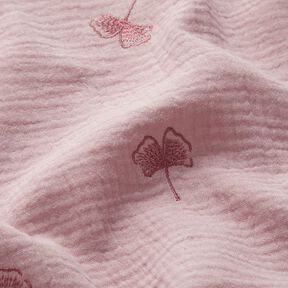 Muselina/doble arruga Ginkgo bordado – rosa viejo claro, 