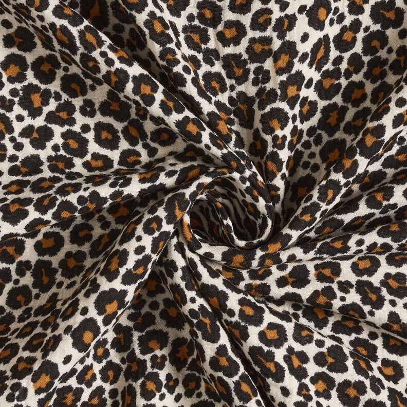 Muselina/doble arruga Estampado de leopardo – marrón claro/negro,  image number 3