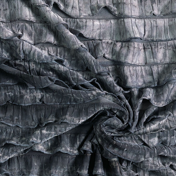Jersey batik con volantes y rayas horizontales – gris claro,  image number 3