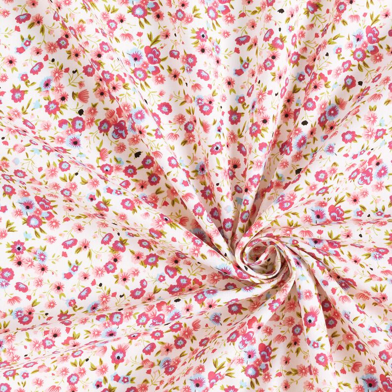 Popelina de algodón mil flores – blanco/pink,  image number 3