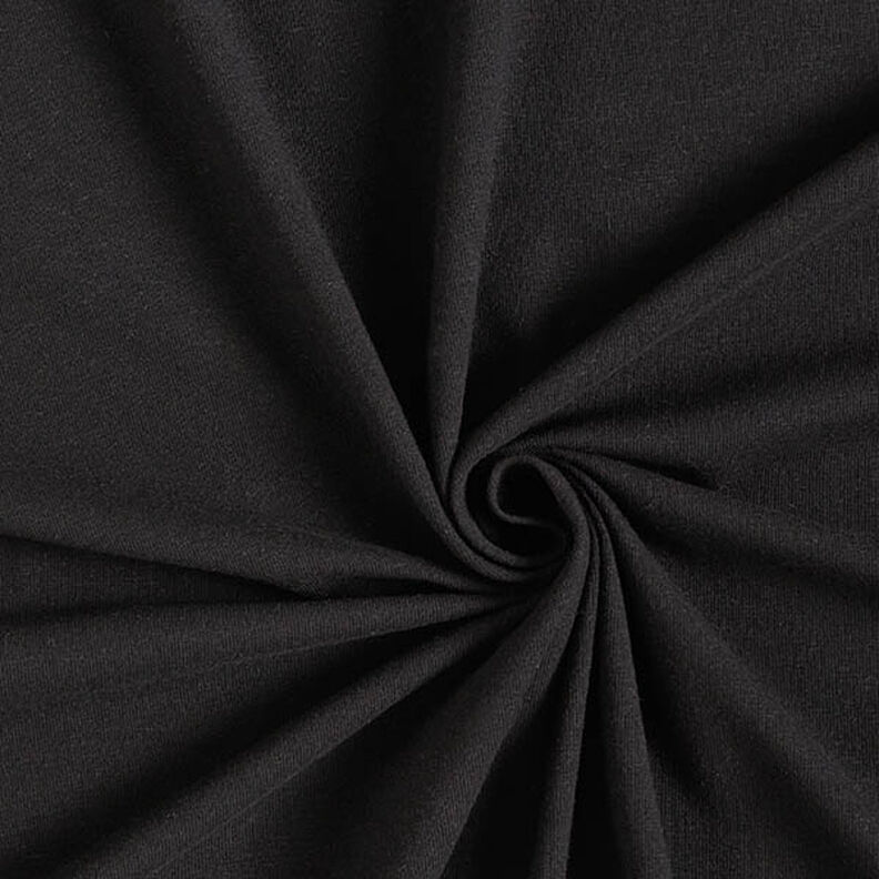 Tela de jersey mezcla de lino y algodón Uni – negro,  image number 1