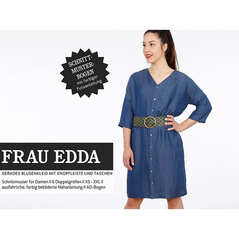 FRAU EDDA Vestido recto tipo blusa con botones y bolsillos | Studio Schnittreif | XS-XXL,  image number 1