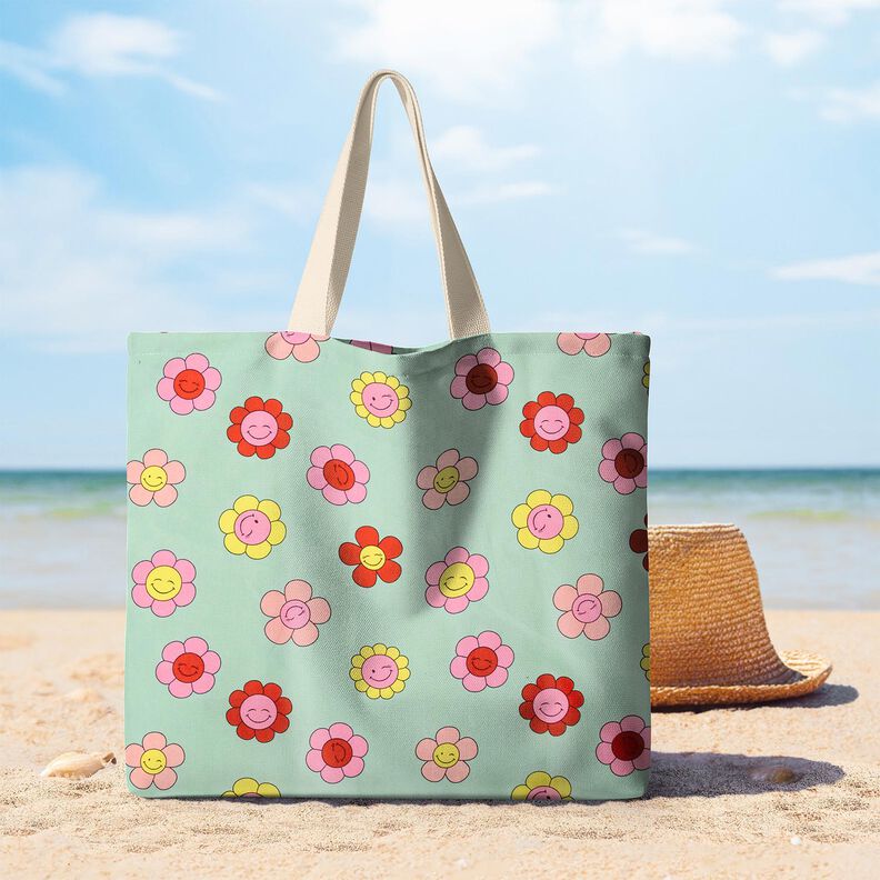 Algod&oacute;n revestido Flores alegres | Poppy Fabrics &ndash; menta/amarillo lim&oacute;n,  image number 9