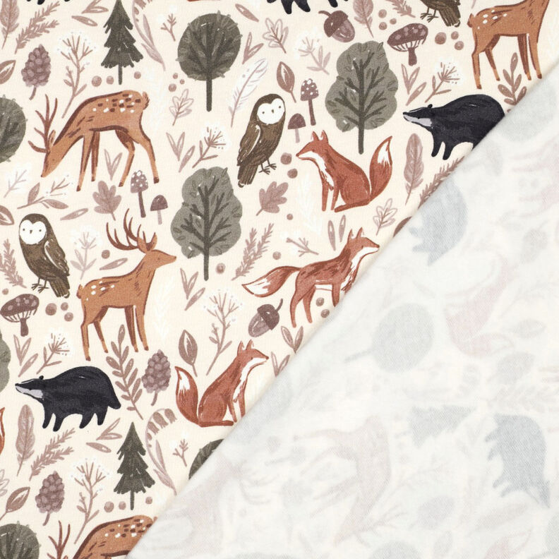 Sudadera Rugosa Animales en el bosque Impresión digital | Poppy Fabrics – blanco lana,  image number 4