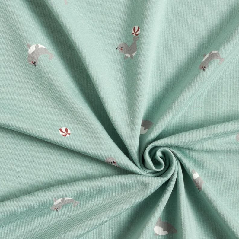 Tela de jersey de algod&oacute;n Acrobacias con focas &ndash; azul claro,  image number 3