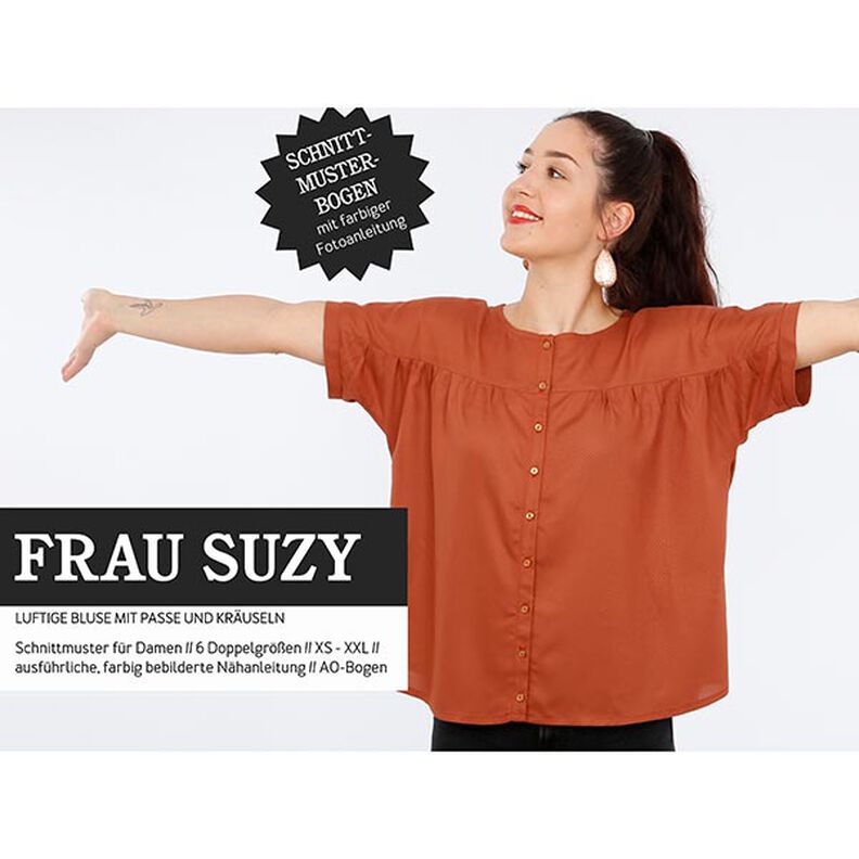 FRAU SUZY - Blusa holgada de manga corta con volantes, Studio Schnittreif  | XS -  XXL,  image number 1