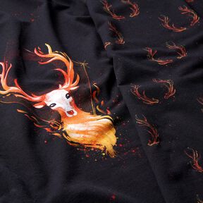 Felpa francesa Panel Ciervo de fuego | Glitzerpüppi – negro/naranja, 