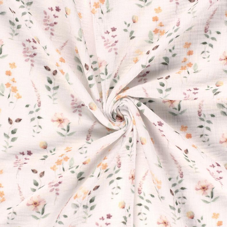 Muselina/doble arruga Prado salvaje Impresión digital – blanco,  image number 3