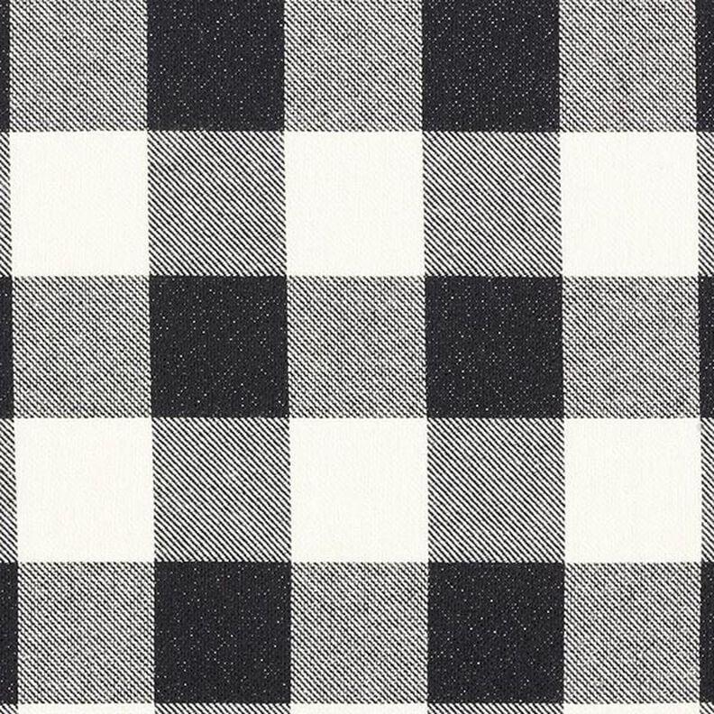 Tela de algodón cuadros lúrex – negro/blanco,  image number 1