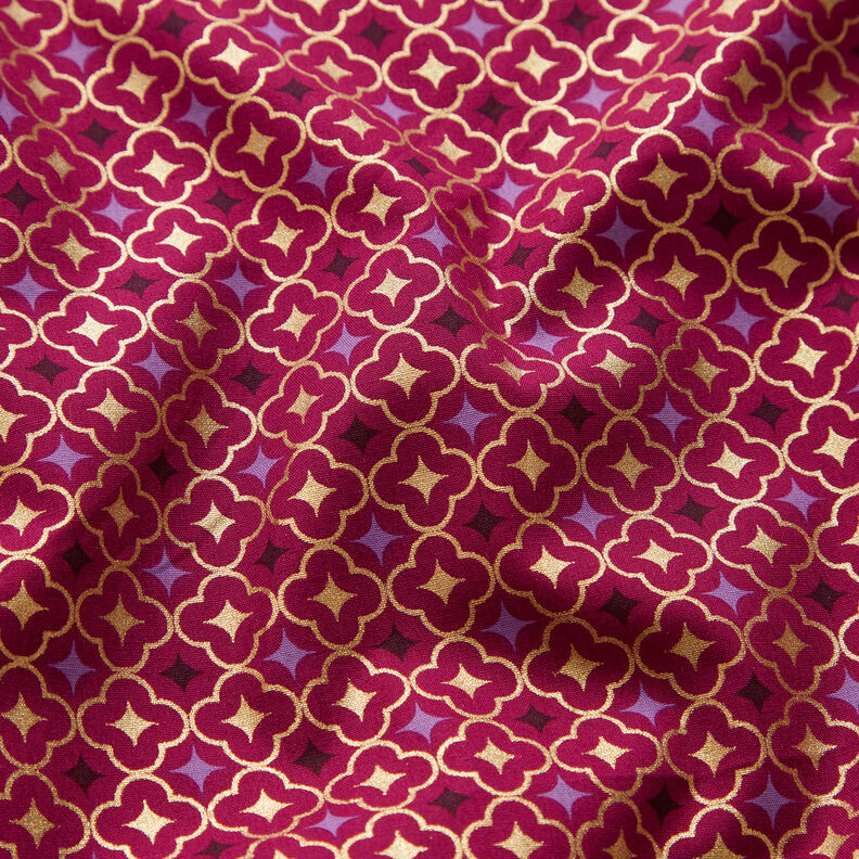 Tela de algodón Popelina Azulejos festivos – bayas/dorado,  image number 2