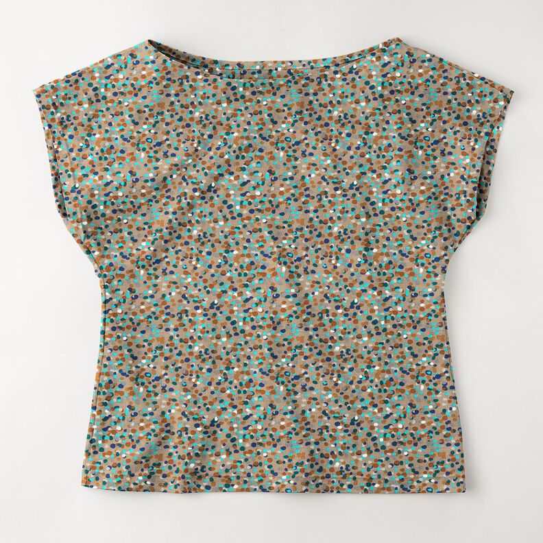 Tela de jersey de algodón Confeti de colores – duna/abeto azul,  image number 5