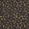 Tela de algodón Cretona Elegantes abetos – negro/dorado,  thumbnail number 1