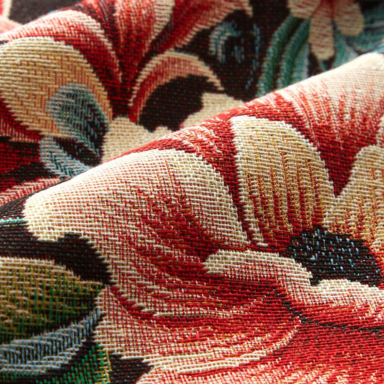 Tela decorativa Tapiz Flores de ensueño – negro/rojo,  image number 2