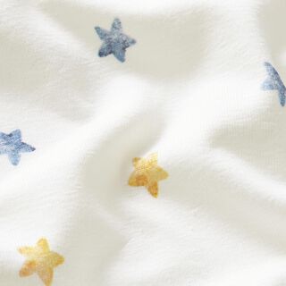 Tela de jersey de algodón Estrellas de acuarela Impresión digital – marfil/azul vaquero, 