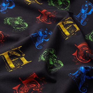 Tela de jersey de algodón Telas con licencia Harry Potter, Iniciales y animales heráldicos | Warner, 