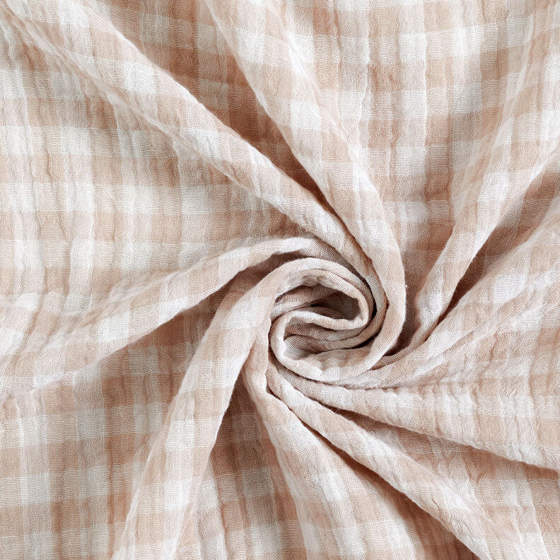 Muselina/doble arruga Hilo de cuadrados Vichy teñidos – naturaleza/blanco,  image number 5