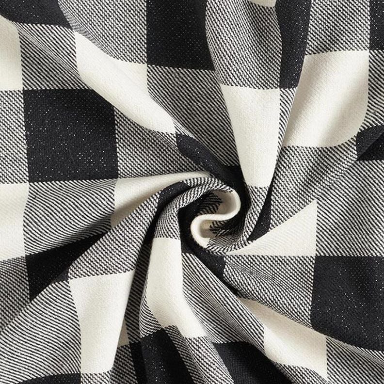 Tela de algodón cuadros lúrex – negro/blanco,  image number 4