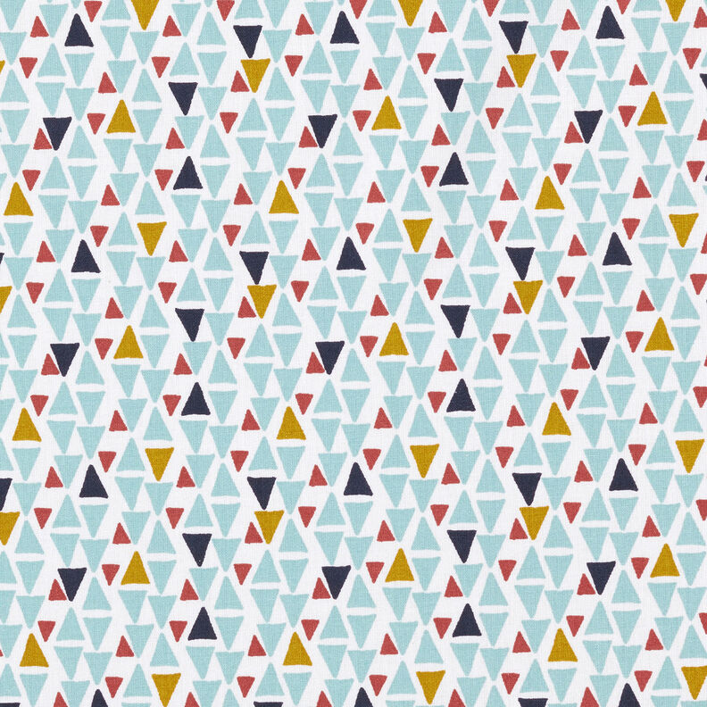Tela de algodón Cretona triángulos mini – azul agua/blanco,  image number 1
