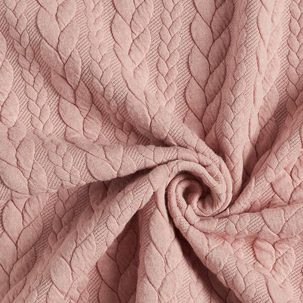 Tela de jersey jacquard Cloqué Punto trenzado – rosado,  image number 3