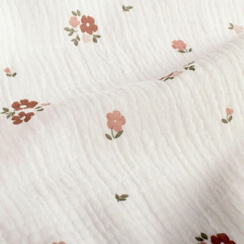 Muselina/doble arruga Flores &ndash; blanco,  image number 2