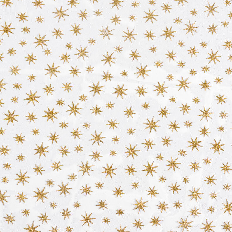 Tul con estrellas brillantes – blanco/dorado,  image number 6
