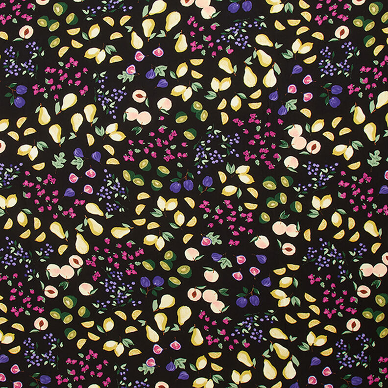 Tela viscosa frutas colores – negro,  image number 1