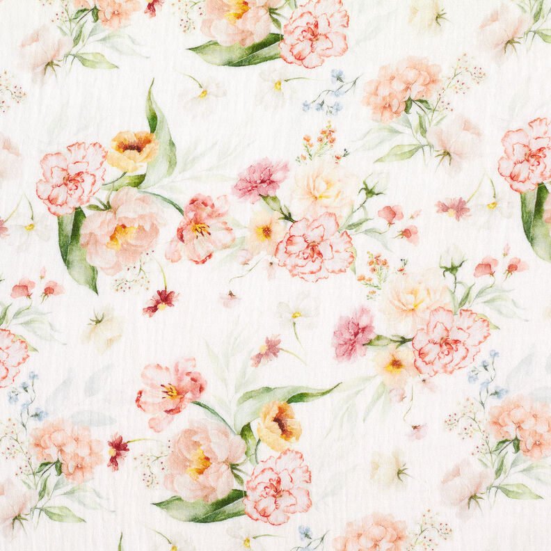 Muselina/doble arruga Ramo de flores Impresión digital – blanco lana,  image number 1