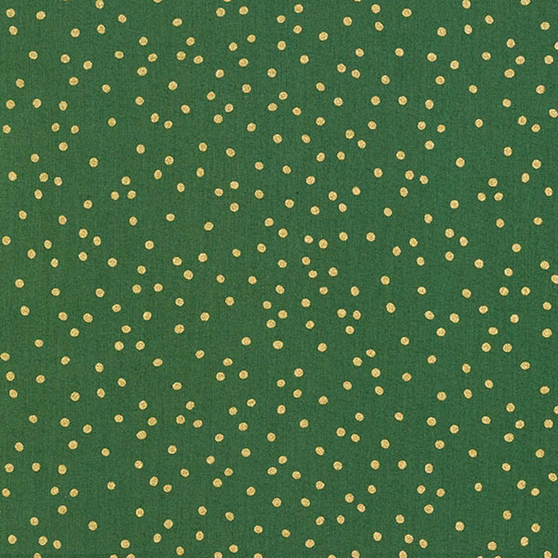 Tela de algodón Popelina Lunares finos – verde/dorado,  image number 1