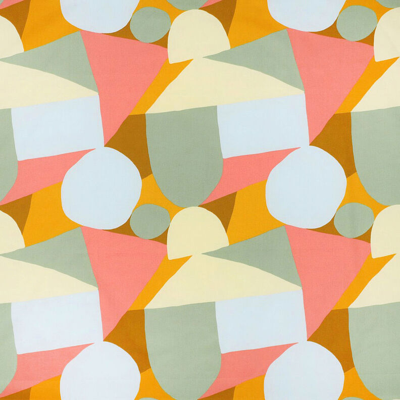 Popelín de algodón formas abstractas | Nerida Hansen – oliva/langosta,  image number 1