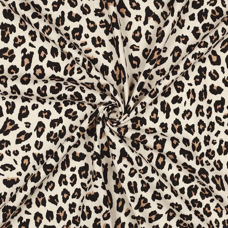 Mezcla de lino y viscosa Estampado de leopardo | Poppy Fabrics – blanco lana/negro,  image number 3