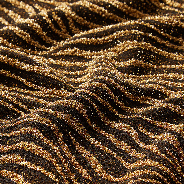 Tela de jersey lúrex Patrón de cebra – negro/oro antiguo,  image number 2